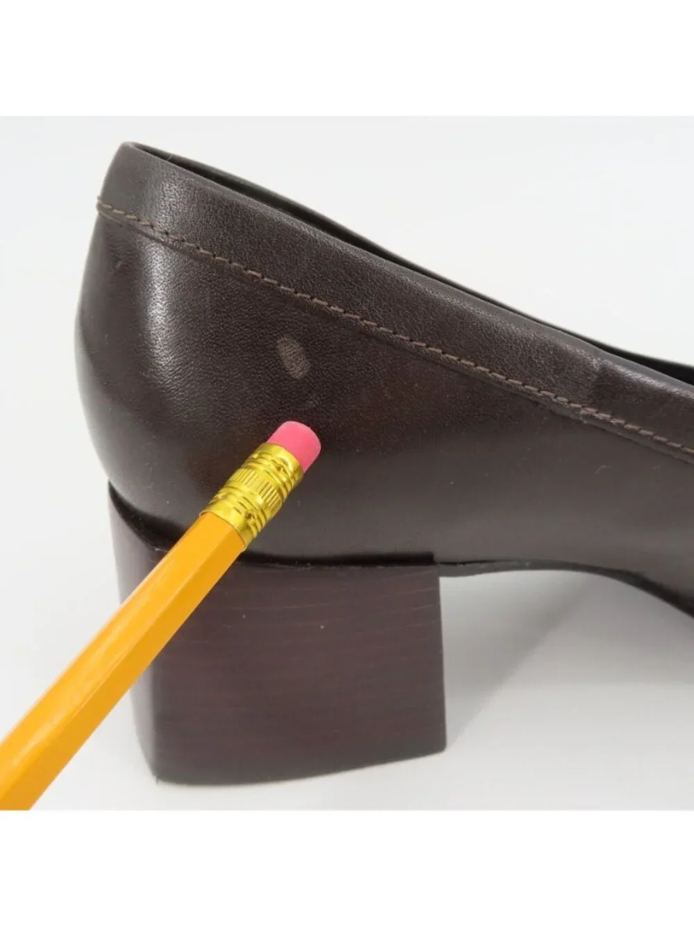 Bandolino VISIONARY Women 8 M Solid Brown Leather Block Heel Shoes Pumps Loafers